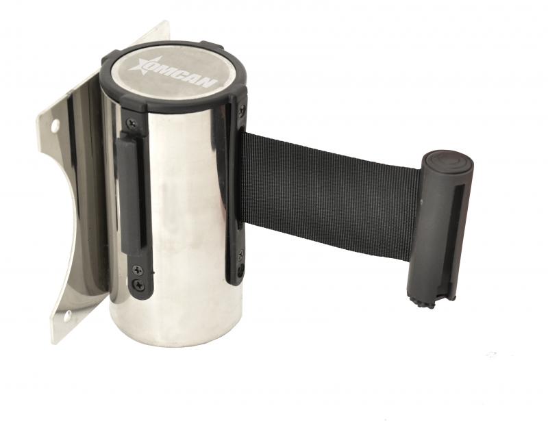 Stainless Steel Wall-Mounted Crowd Control System with Retractable Belt Barrier 1 Stainless Steel Wall-Mounted Crowd Control System with Retractable Belt Barrier